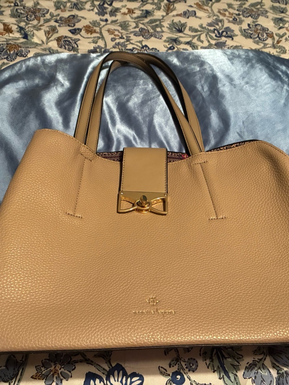 Tan vegan Leather Tote Bag with Gold Hardware
